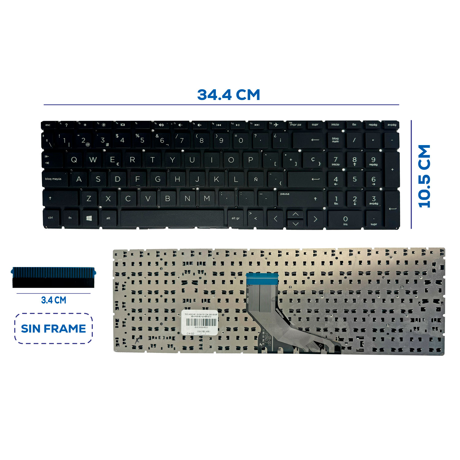 TECLADO HP 15-DA CK CW 250 G8 SP SIN FRAME NUMÉRICO (32)
