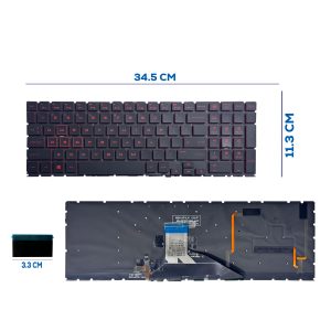 TECLADO HP 15-DC1079WM 15-DC1047NR CON BACKLIGTH SIN FRAME US ROJO NUMÉRICO (36)