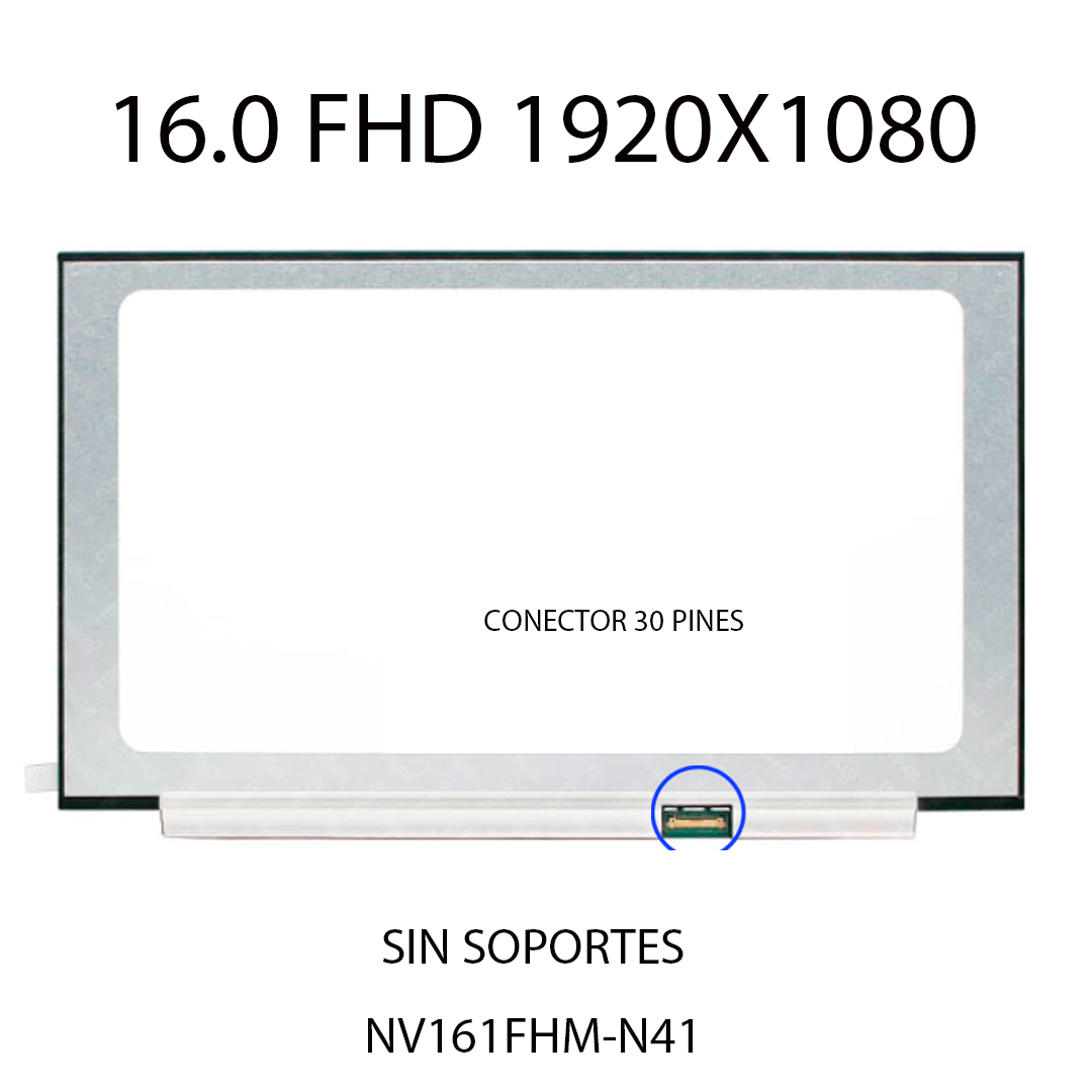 PANTALLA 16.1 LED SLIM NARROW 30 PINES FHD(1920X1080P)