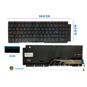 TECLADO DELL G15 5510 5511 5515 5520 0H4XRJ CON BACKLIGTH ROJO SIN FRAME BOTON POWER EN LA LAPTOP US NUMÉRICO (253)