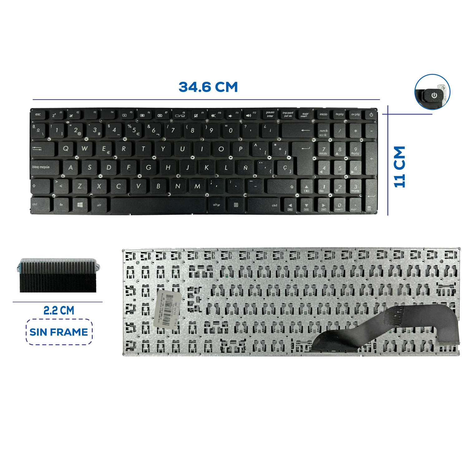 TECLADO ASUS X540 X543 BOTTON POWER SIN FRAME SP (104)