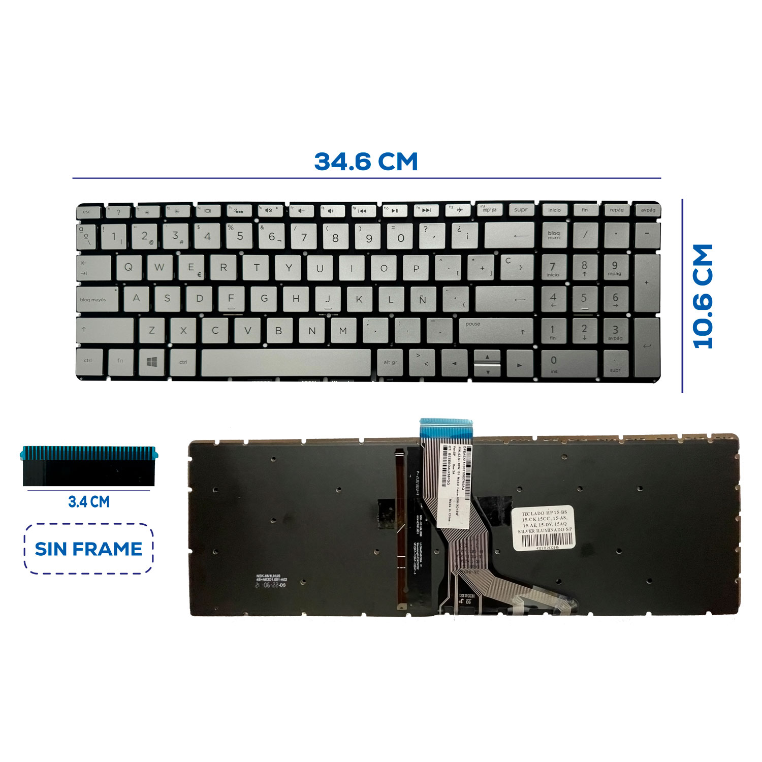TECLADO HP 15-BS 15-CK 15CC 15-AS 15-AE 15-DY 15AQ SILVER ILUMINADO SP (31)