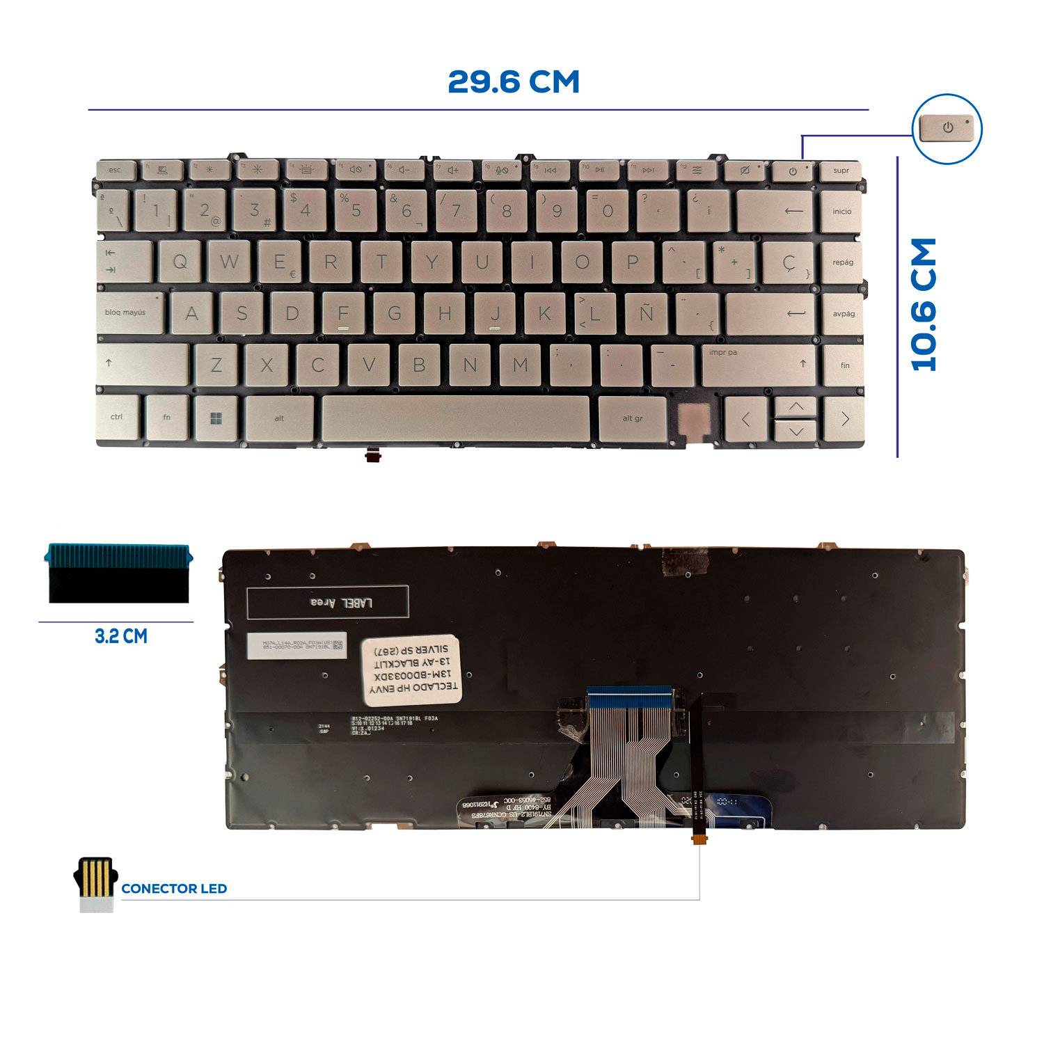 TECLADO HP ENVY 13M-BD0033DX 13-AY BLACKLIT SILVER SP (267)