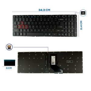 TECLADO ACER PREDATOR HELIIOS 300 G3-571 G3-572 G3-572-72Y ES1-523 ES1-523G ES1-533 ES1-572 F5-521 CON BACKLIGTH SIN FRAME BOTON POWER US (248)