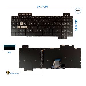 TECLADO ASUS FX504 CON BACKLIGTH BOTON POWER SIN FRAME LA NUMÉRICO LETRAS BLANCAS (308)