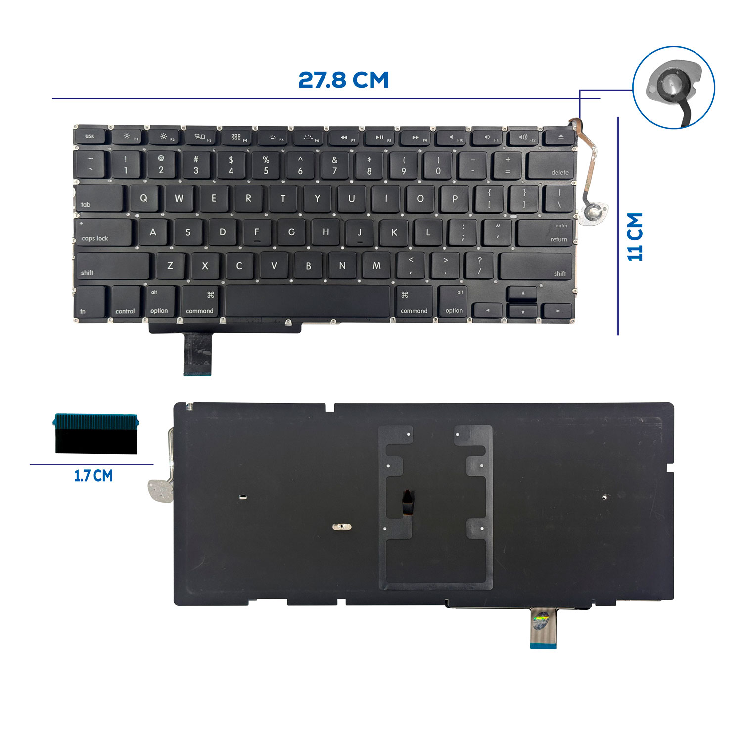 TECLADO APPLE MACBOOK PRO 17 A1297 2009 TO 2012 CON BACKLIGTH SIN FRAME US (304)