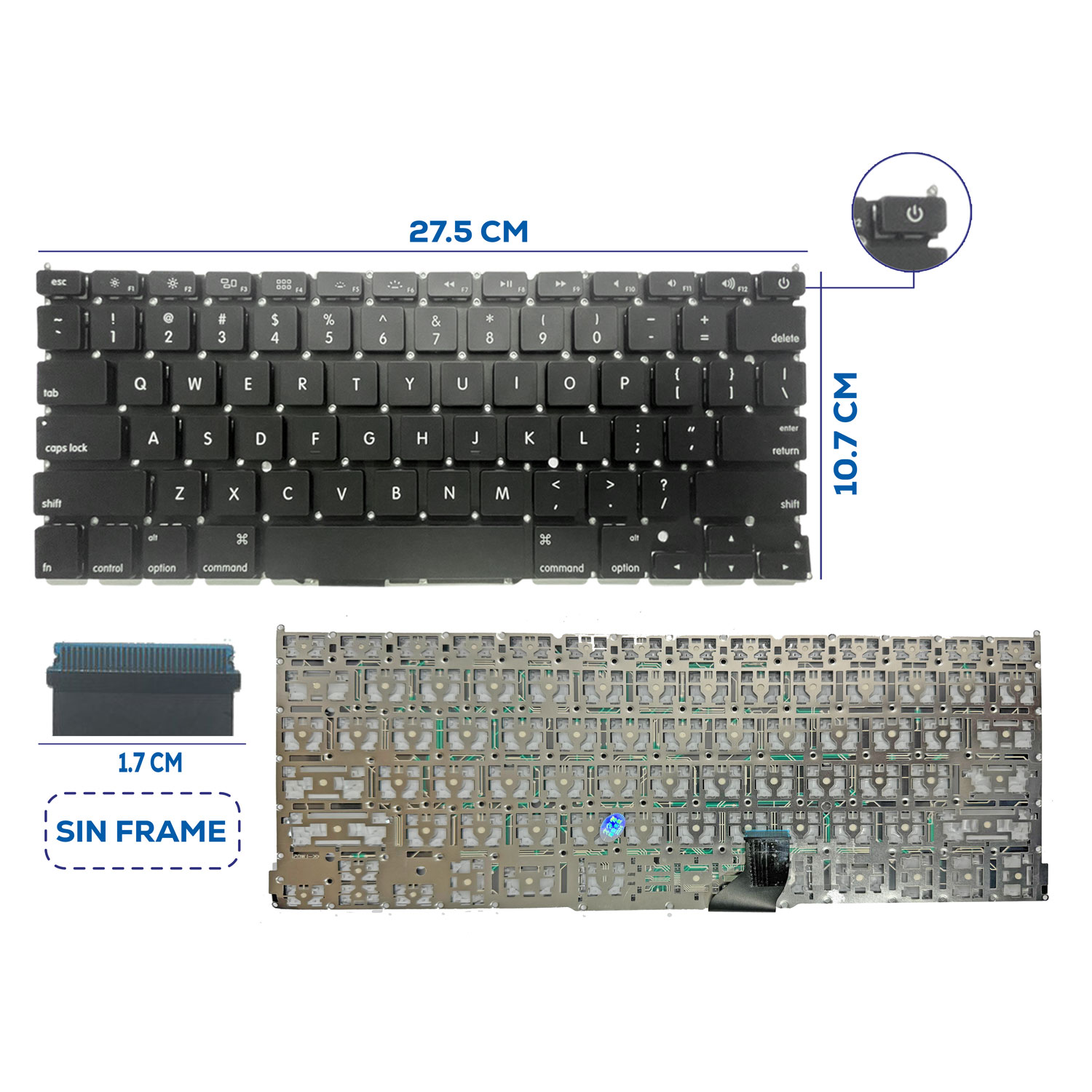 TECLADO APPLE MACBOOK PRO A1502 2013 SIN FRAME US (1)