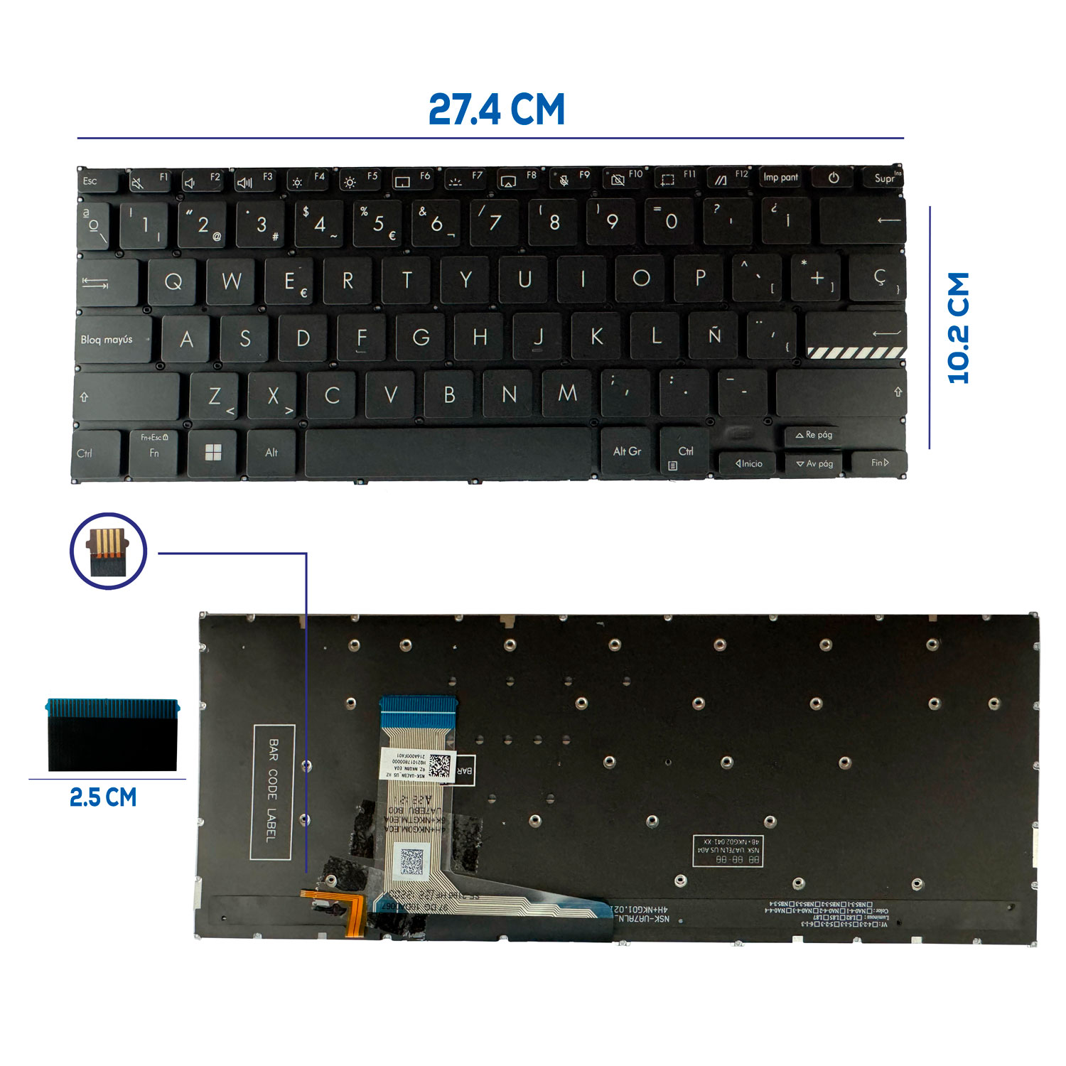 TECLADO ASUS ADOL14Z X1403VA M1402 D1402 F1402 M1403 CON BACKLIGTH BOTON POWER SIN FRAME ENTER SMALL SP (246)