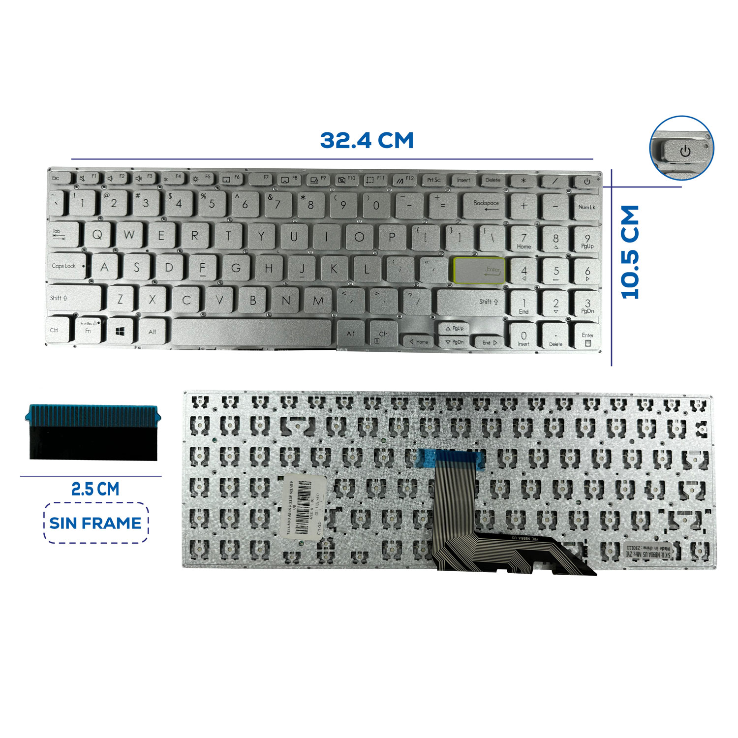 TECLADO ASUS K513E SILVER US (182)