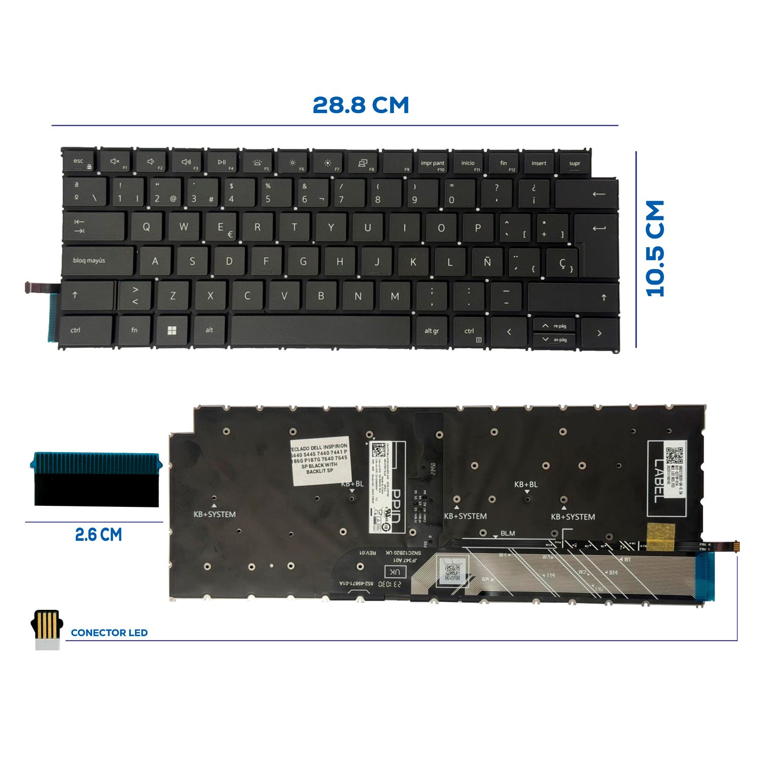 TECLADO DELL INSPIRION 5440 5445 7440 7441 P186G P187G 7640 7645 SP BLACK WITH BACKLIT SP (98)