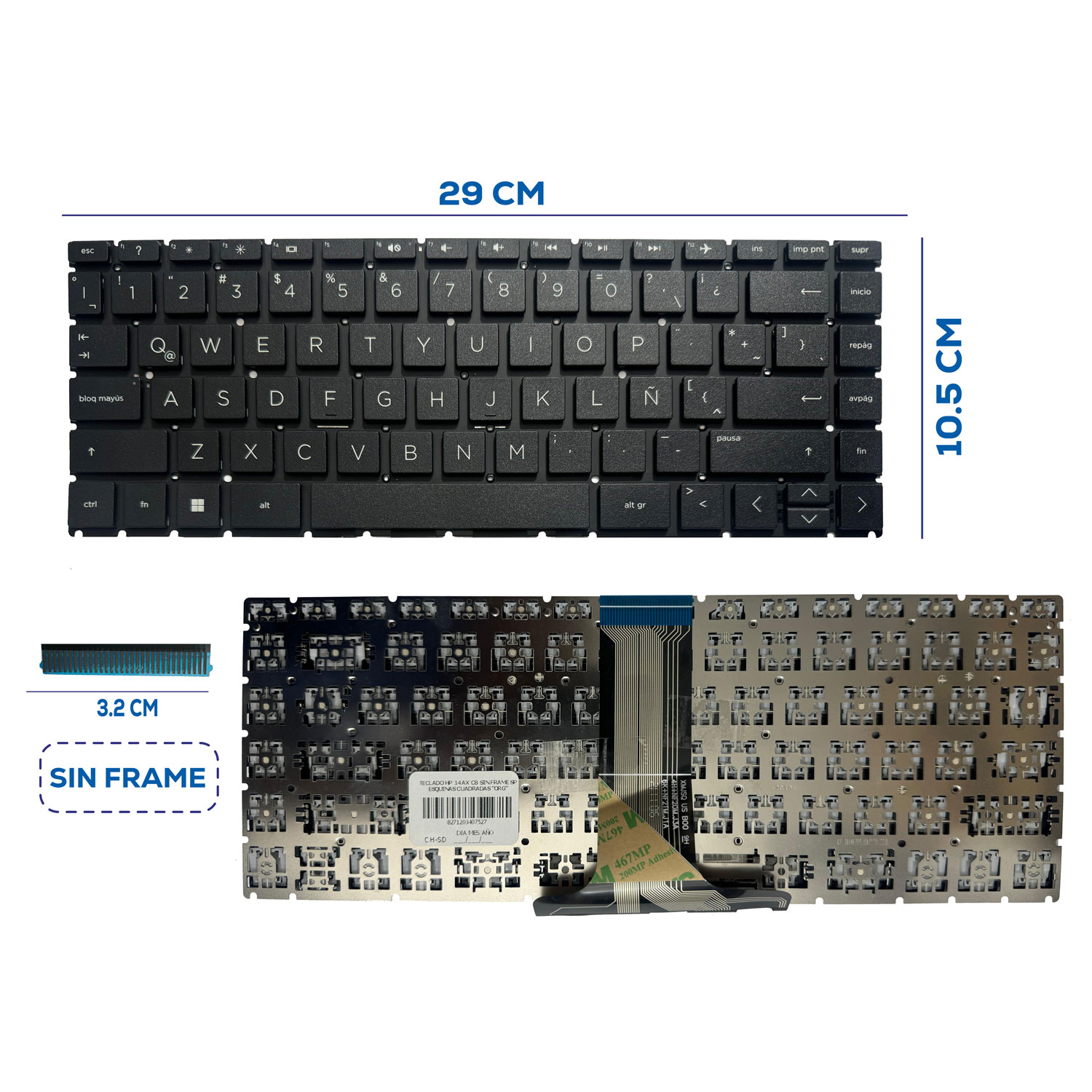 TECLADO HP 14 AX CB SIN FRAME SP ESQUINAS CUADRADAS *ORG* (14)