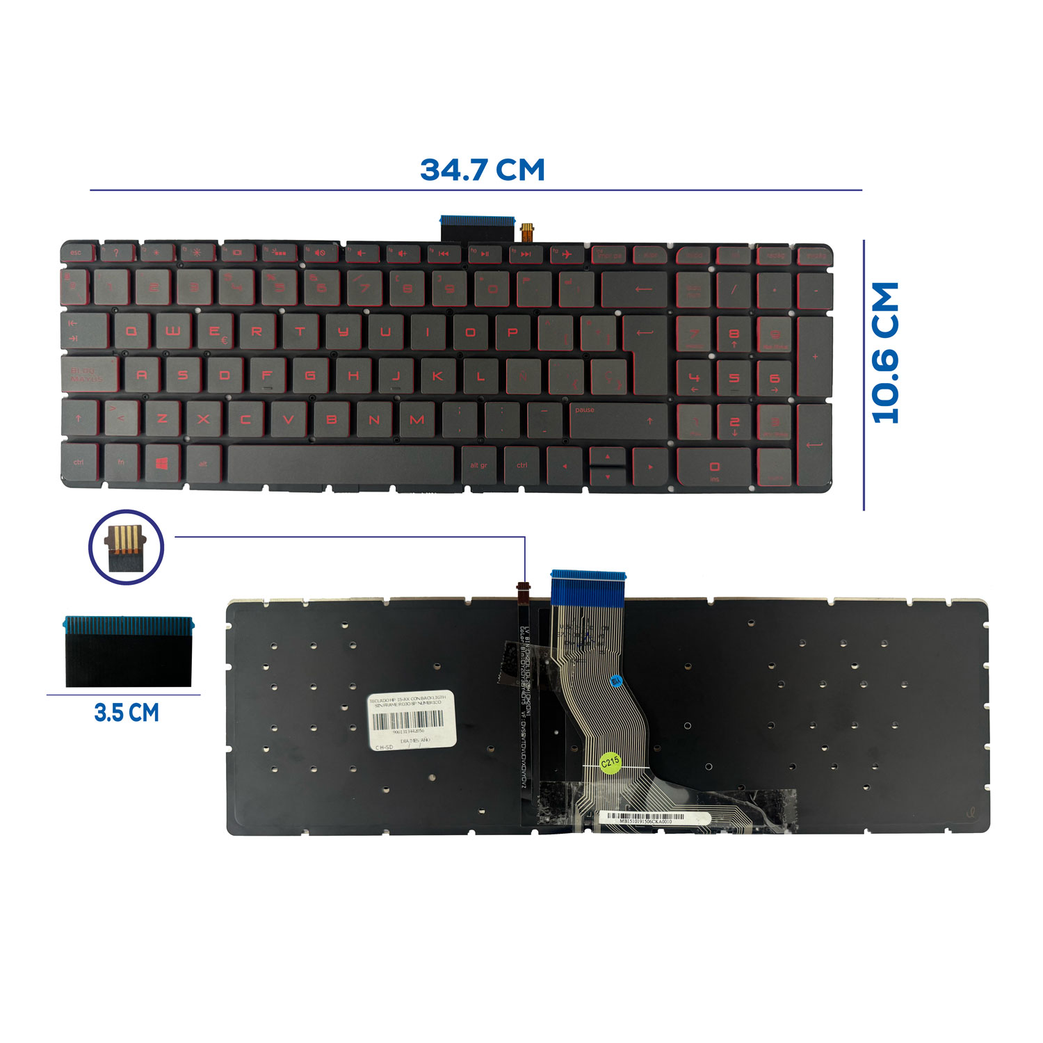 TECLADO HP 15-AX CON BACKLIGTH SIN FRAME ROJO SP NUMERICO OVALADO (215)