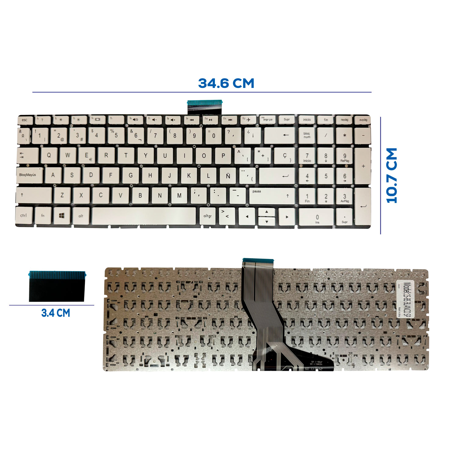 TECLADO HP 15-BS 15Q-BD 15-CC 17G-BR 15-BS004TX BLANCO SIN FRAME SP NUMÉRICO (41)