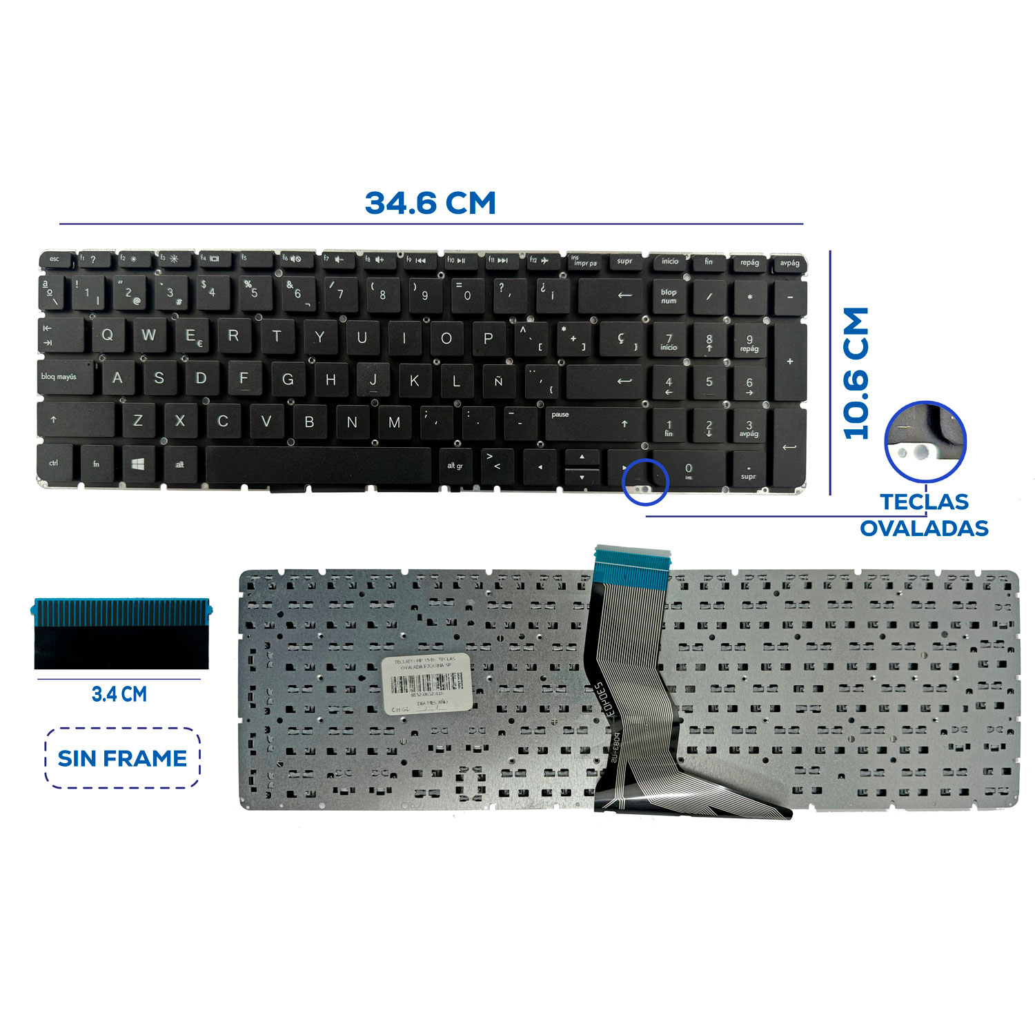 TECLADO HP 15-BS TECLAS OVALADA EZQUINA SP (29)