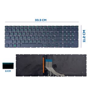 TECLADO HP 15-DA 15-DA000 15T-DA000 15T-DA100 HP GAMING 15-OC0013DX SIN FRAME CON BACKLIGTH VERDE SP NUMÉRICO TECLAS CUADRADAS (52)