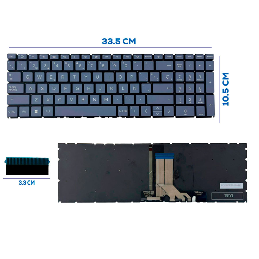 TECLADO HP 15-FC FD Q286 Q287 N36752-001 BLUE SP NUMERICO (326)