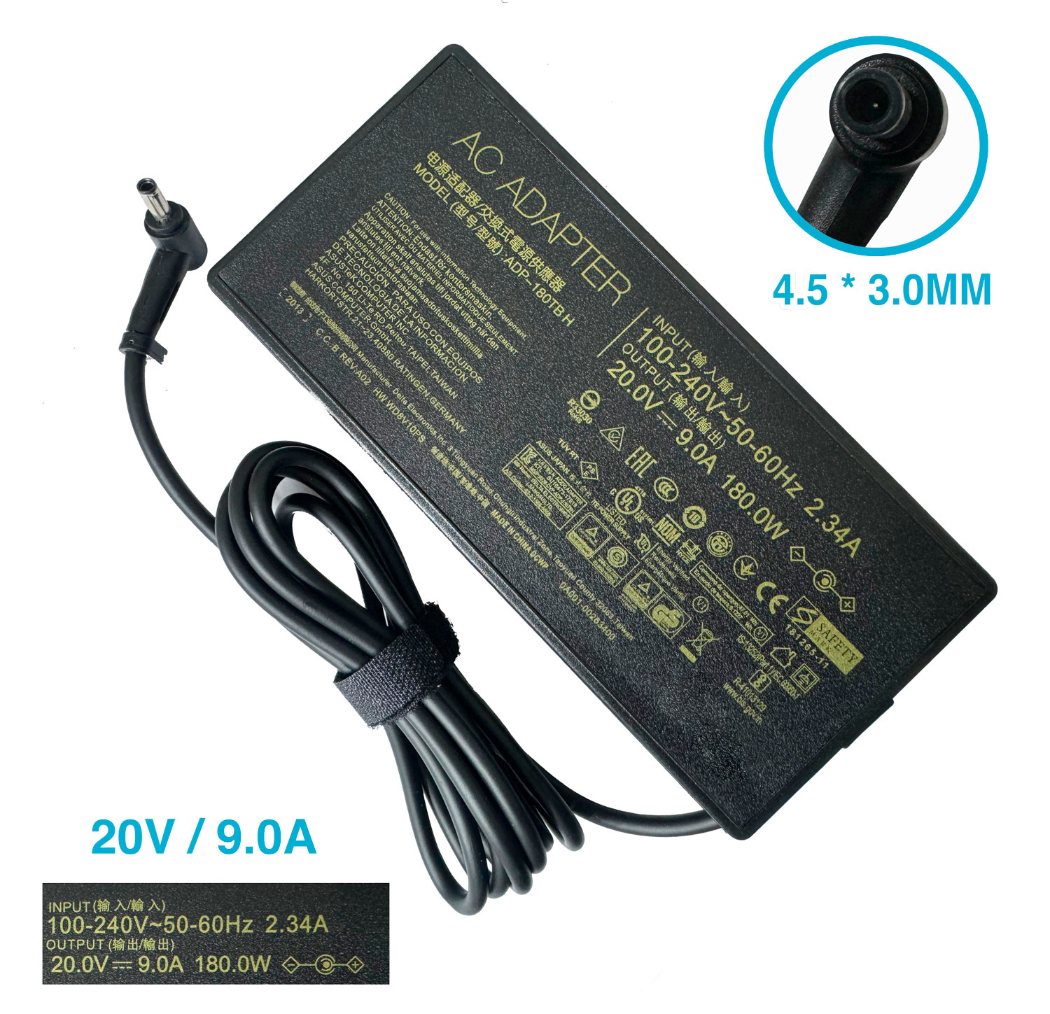CARGADOR ASUS 20V/9.0A/180W 4.5X3.0MM