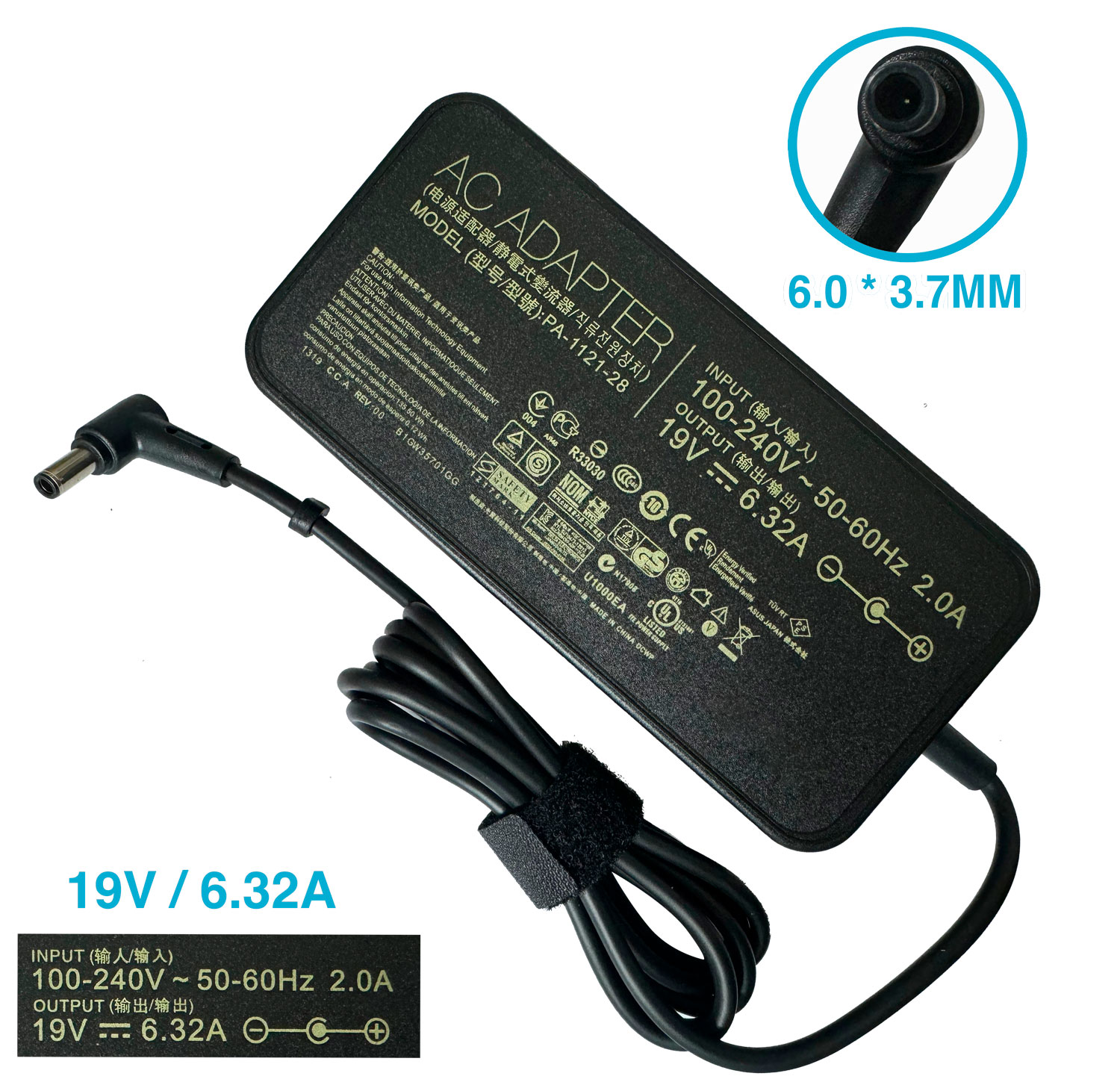 CARGADOR ASUS 19V/6.32A/123W/6.0X3.7MM