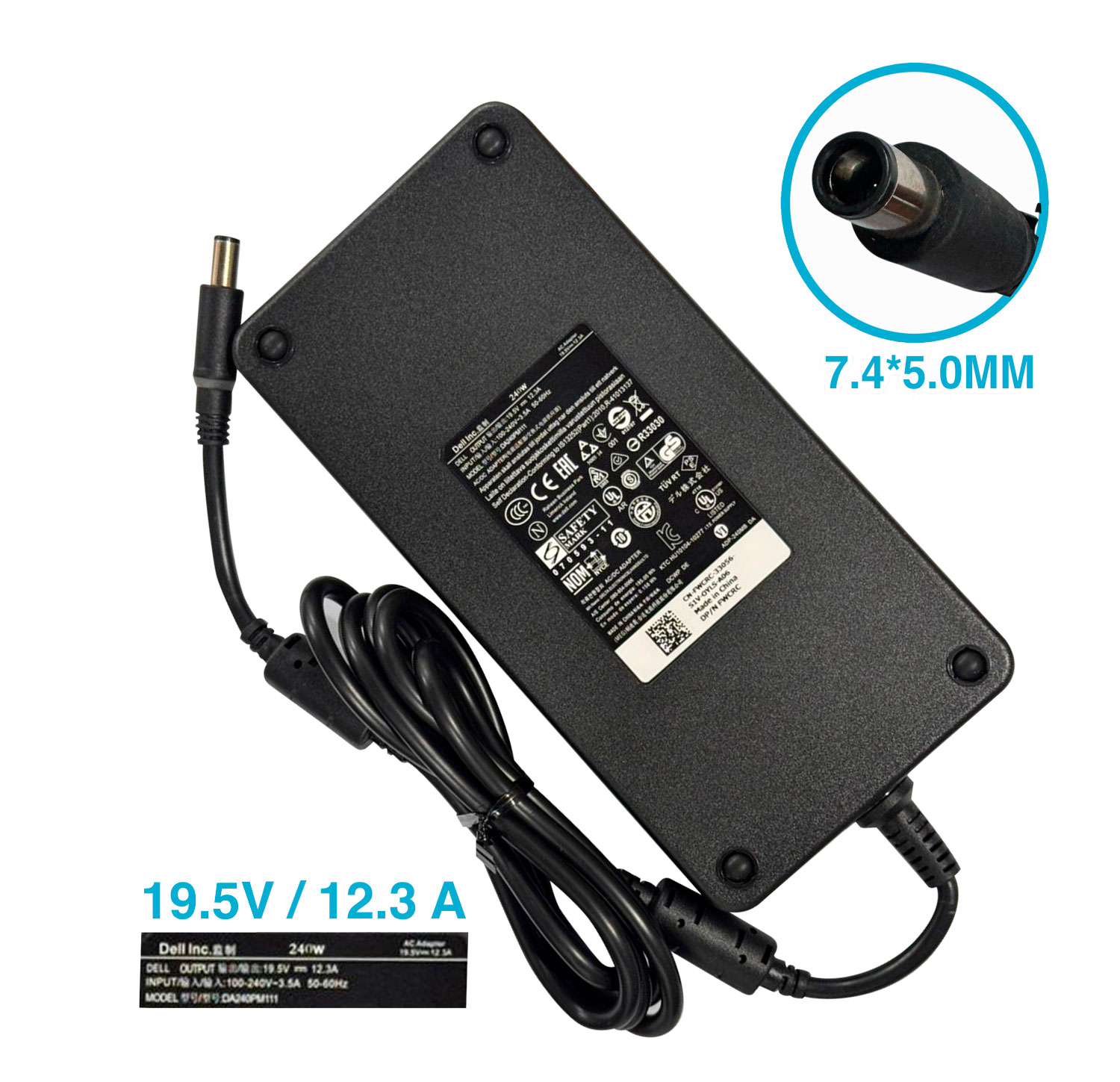 CARGADOR DELL AGUJA 7.4X5.0MM 19.5V/12.3A 240W