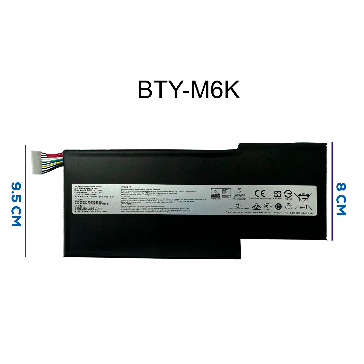 BATERIA MSI BTY-M6K TIPO B MSI GS63VR 7RG GF63 8RB 8RC 8RD 9SC 9SCXR GF75 T 3RD 8SC 8RD 8RC 8RX 9SCGF65 9SEXR 9SDGS73 8RF MS-16K3 MS-16W1 ORG