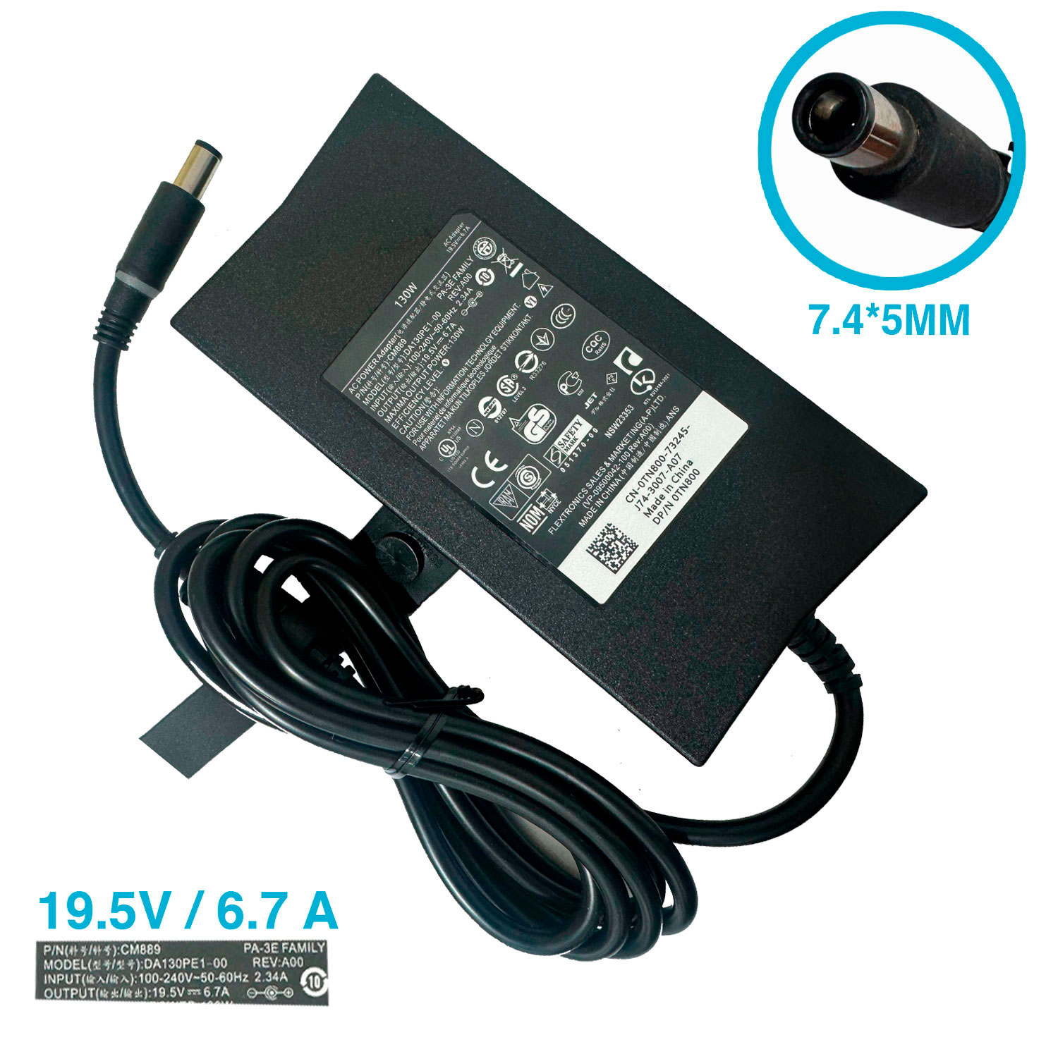 CARGADOR DELL AGUJA 7.4X5.0MM 19.5V/6.7A 130W