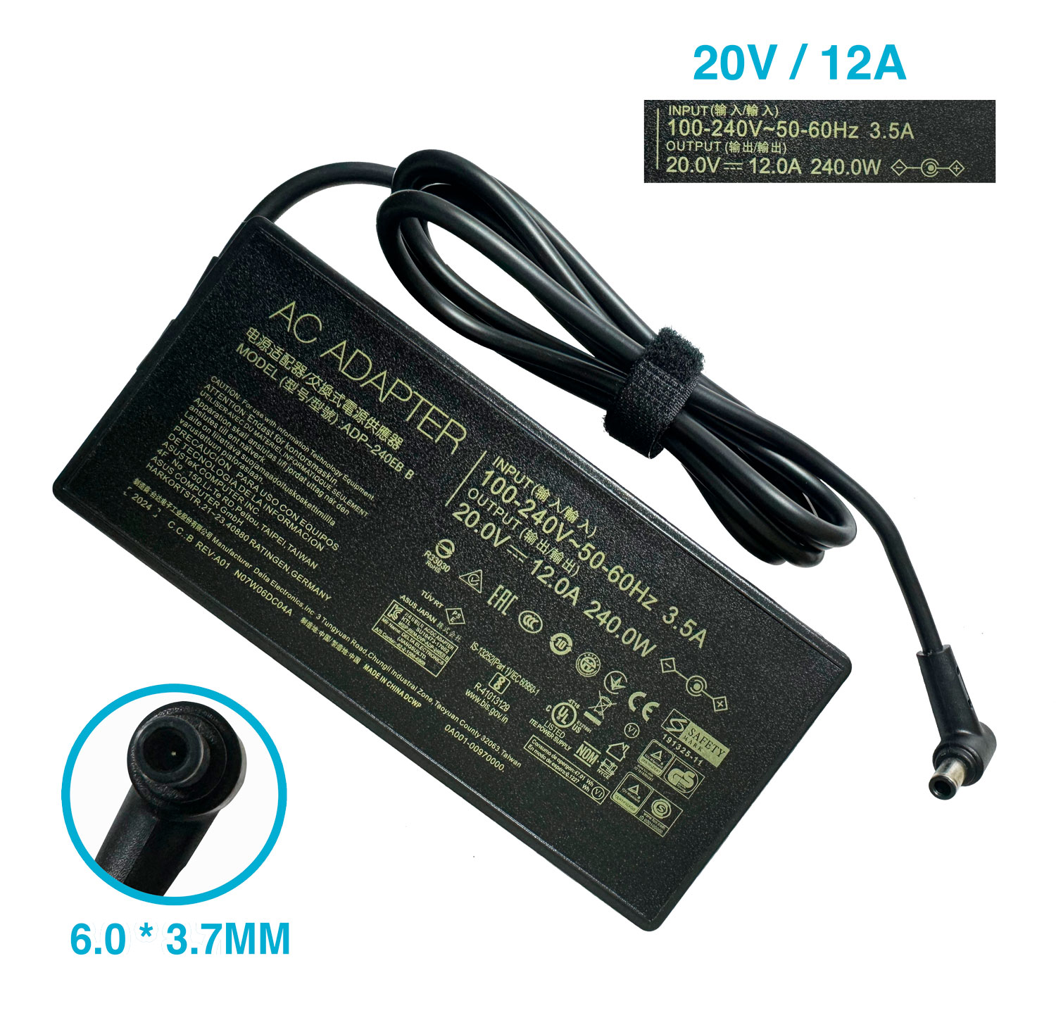 CARGADOR ASUS 20V 12A/240W/6.0X3.7MM
