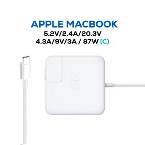 CARGADOR APPLE MACBOOK 5.2V/2.4A/20.3V/4.3A/9V/3A/87W TIPO C ORIGINAL