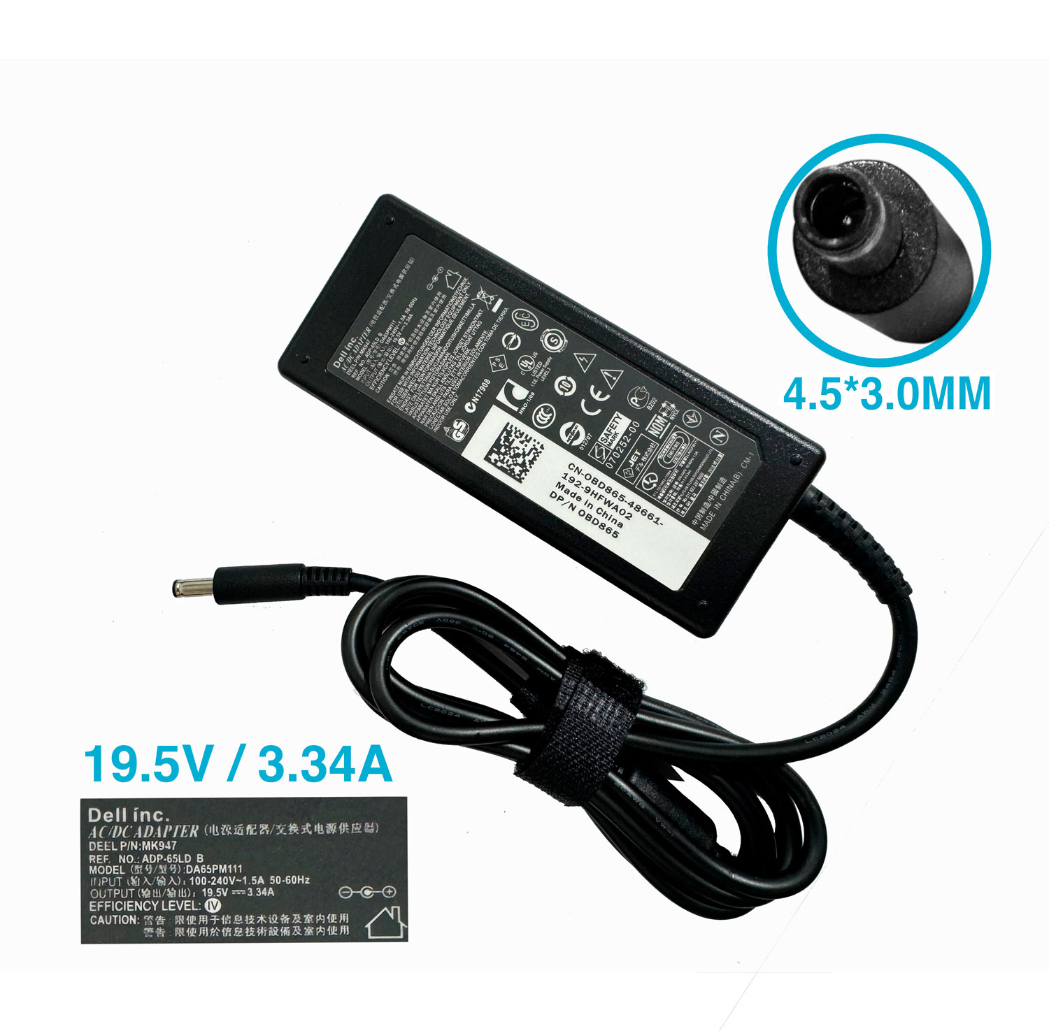 CARGADOR DELL FINO 4.5X3.0MM 19.5V 3.34A