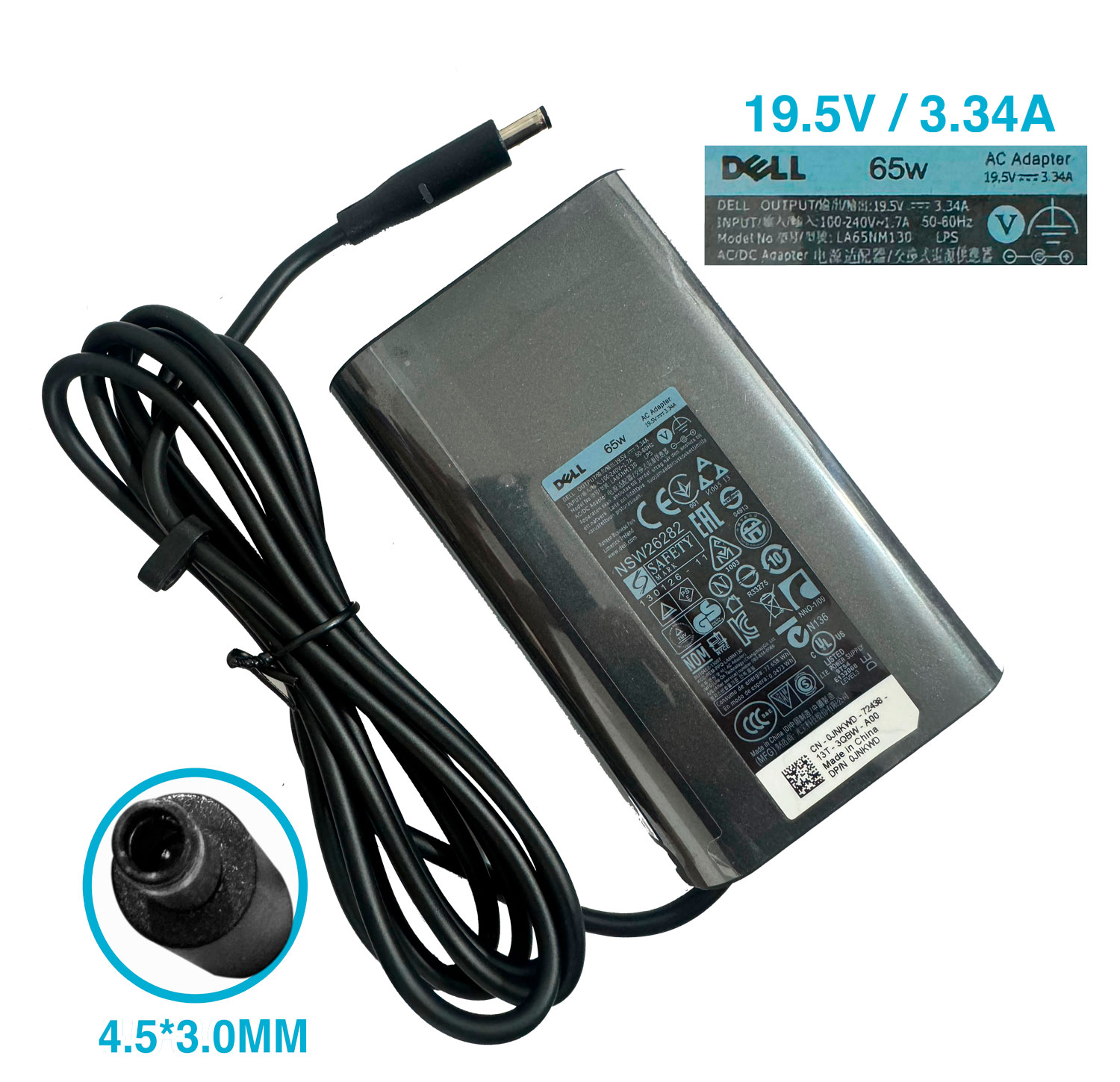 CARGADOR DELL FINO 4.5X3.0MM 19.5V 3.34A