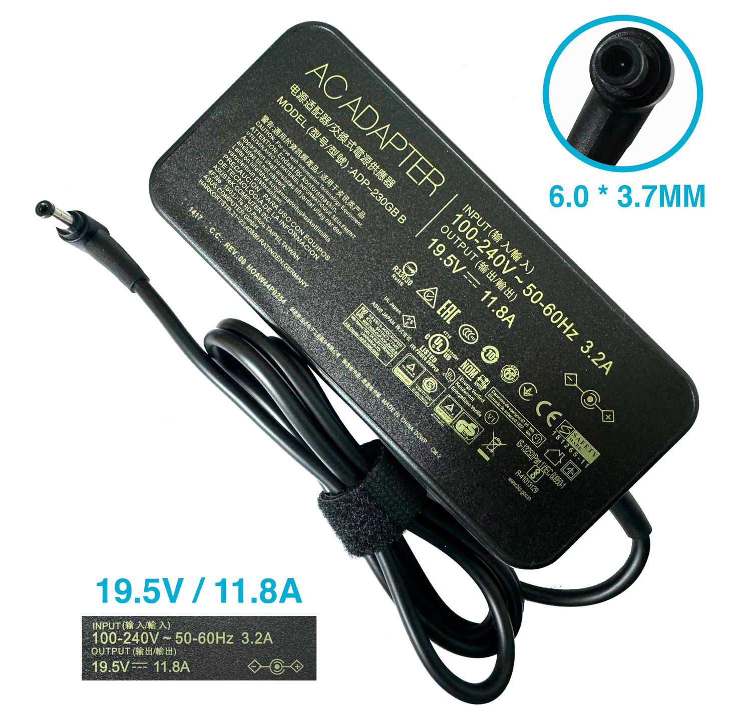 CARGADOR ASUS 19.5V 11.8A/230W/6.0X3.7MM