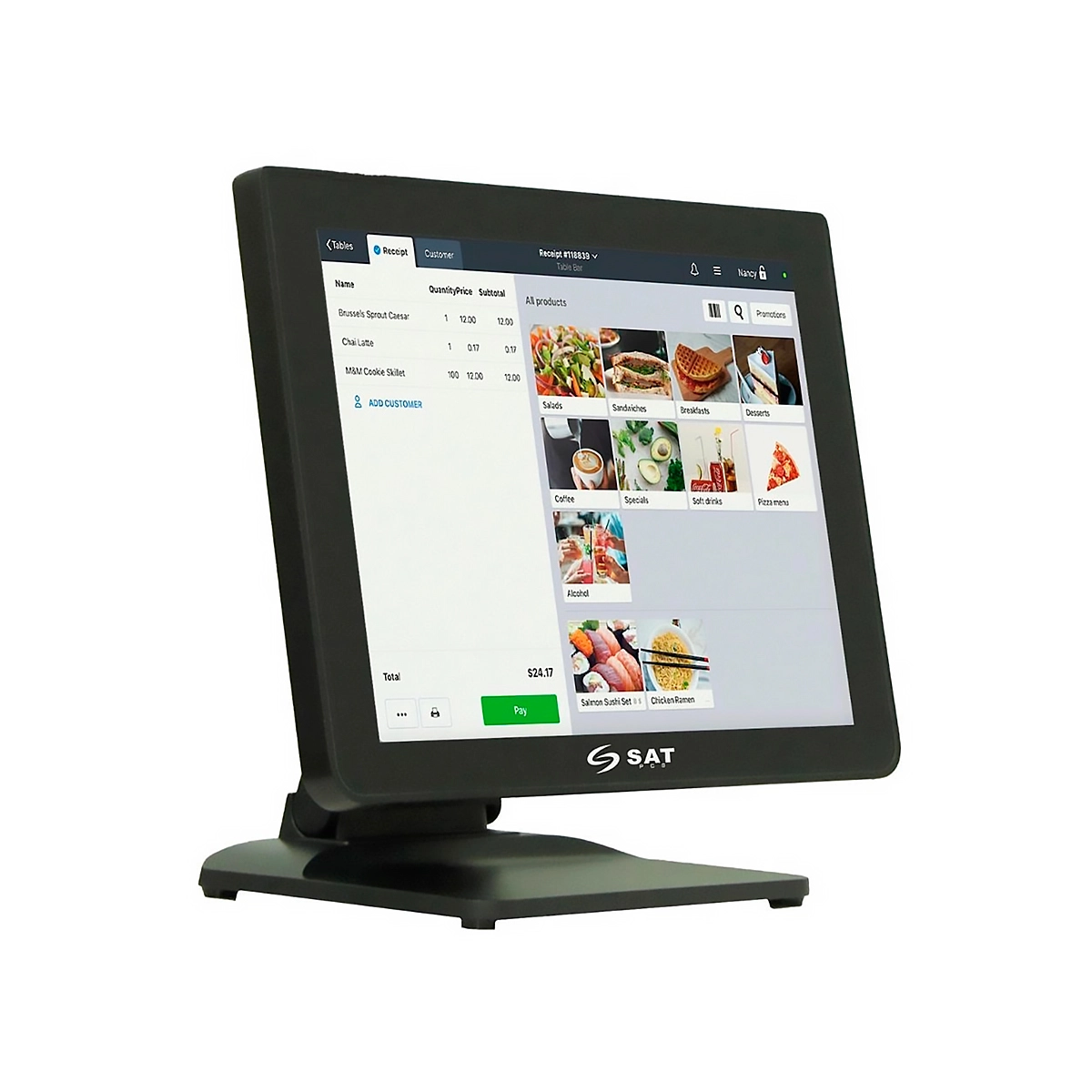 POS SYSTEM SAT AIO TOUCH Intel i5 8GB 256GB 15Inch Wifi VGA USB Black