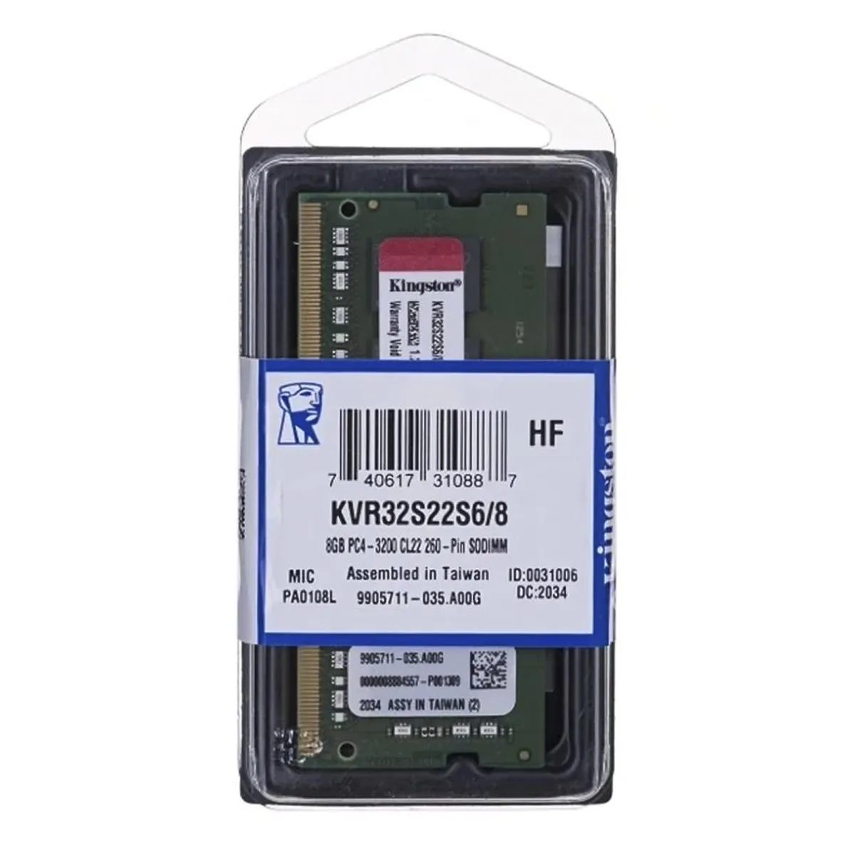 SO-DIMM KINGSTON 8GB 1RX8 1G 64BIT PC4-3200 CL22 260-PIN - Imagen 2