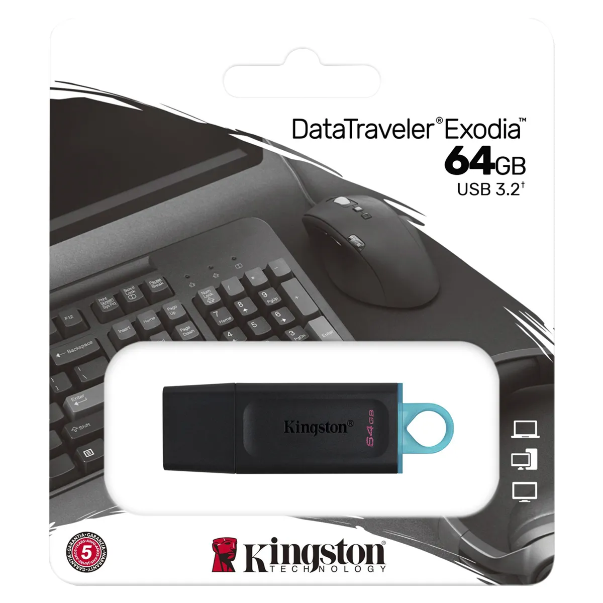 FLASH MEMORY KINGSTON DATA TRAVELE EXODIA DTX 64GB USB 3.2 - Imagen 3
