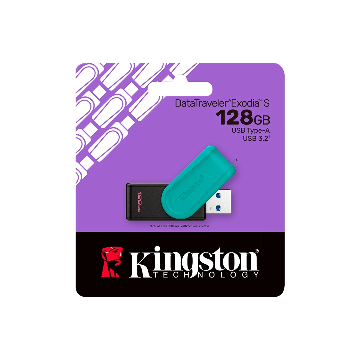 FLASH MEMORY KINGSTON 128GB DATA TRAVELER EXODIA S USB 3.2 BLACK-TURQUOISE - Imagen 3