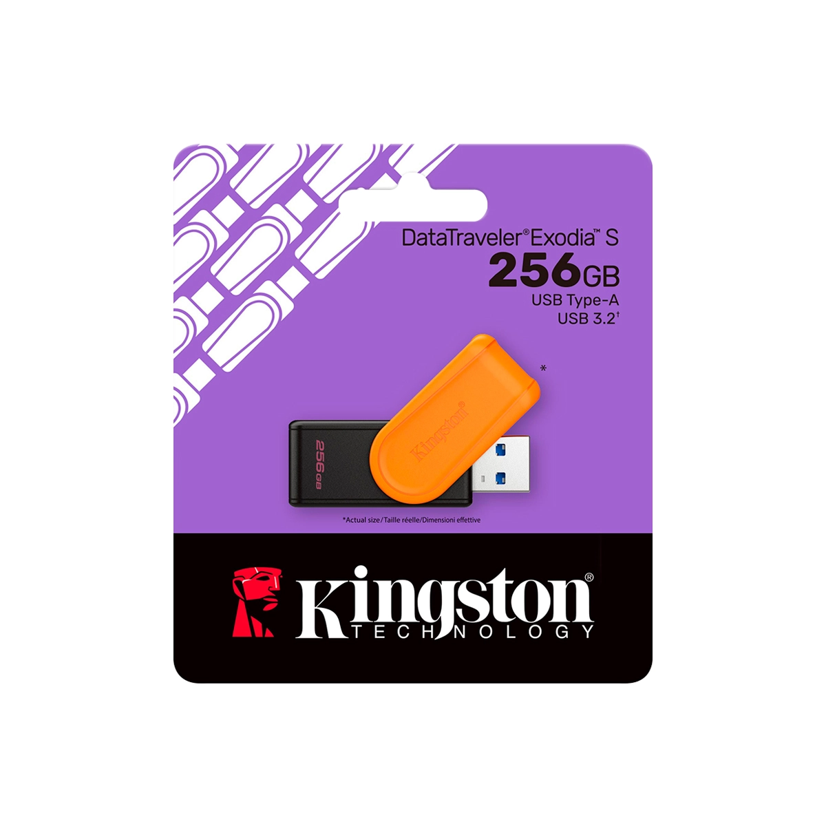 FLASH MEMORY KINGSTON 256GB DATA TRAVELER EXODIA S USB 3.2 BLACK-ORANGE - Imagen 3