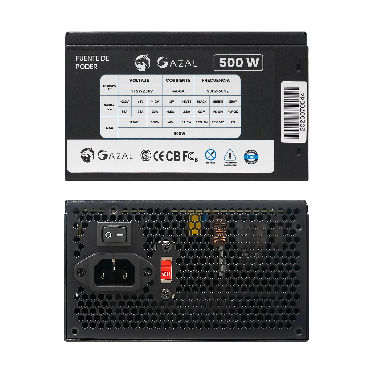 FUENTE DE PODER GAZAL GAMING ATX 500W 24P-8 PIN 110-240V CABLE DE PODER - Imagen 2