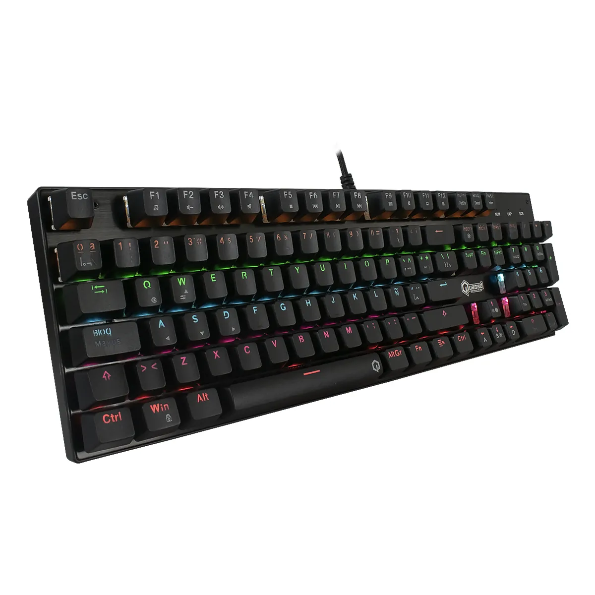 TECLADO QUASAD QKM-G80 MECANICO FULL SIZE LIGHTING 9LIGHT MODES SCROLLING WIRES USB-A NEGRO - Imagen 2