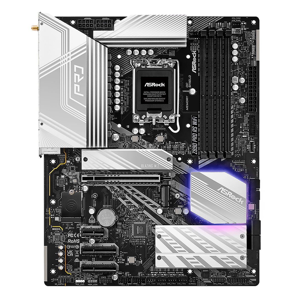 MBO ASROCK Z890 Pro RS WIFI LGA1851 Intel Core Ultra 4DDR5 HDMI DP 16USB 4m.2 PCIe5.0 ATX - Imagen 2