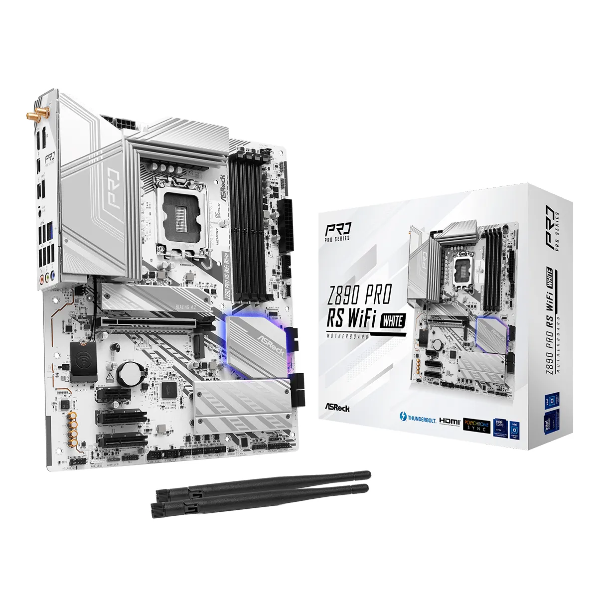 MBO ASROCK Z890 Pro RS Wifi 6E White Intel Core Ultra LGA1851 4DDR5 HDMI DP M.2 8USB3.2 PCIe5.0 ATX