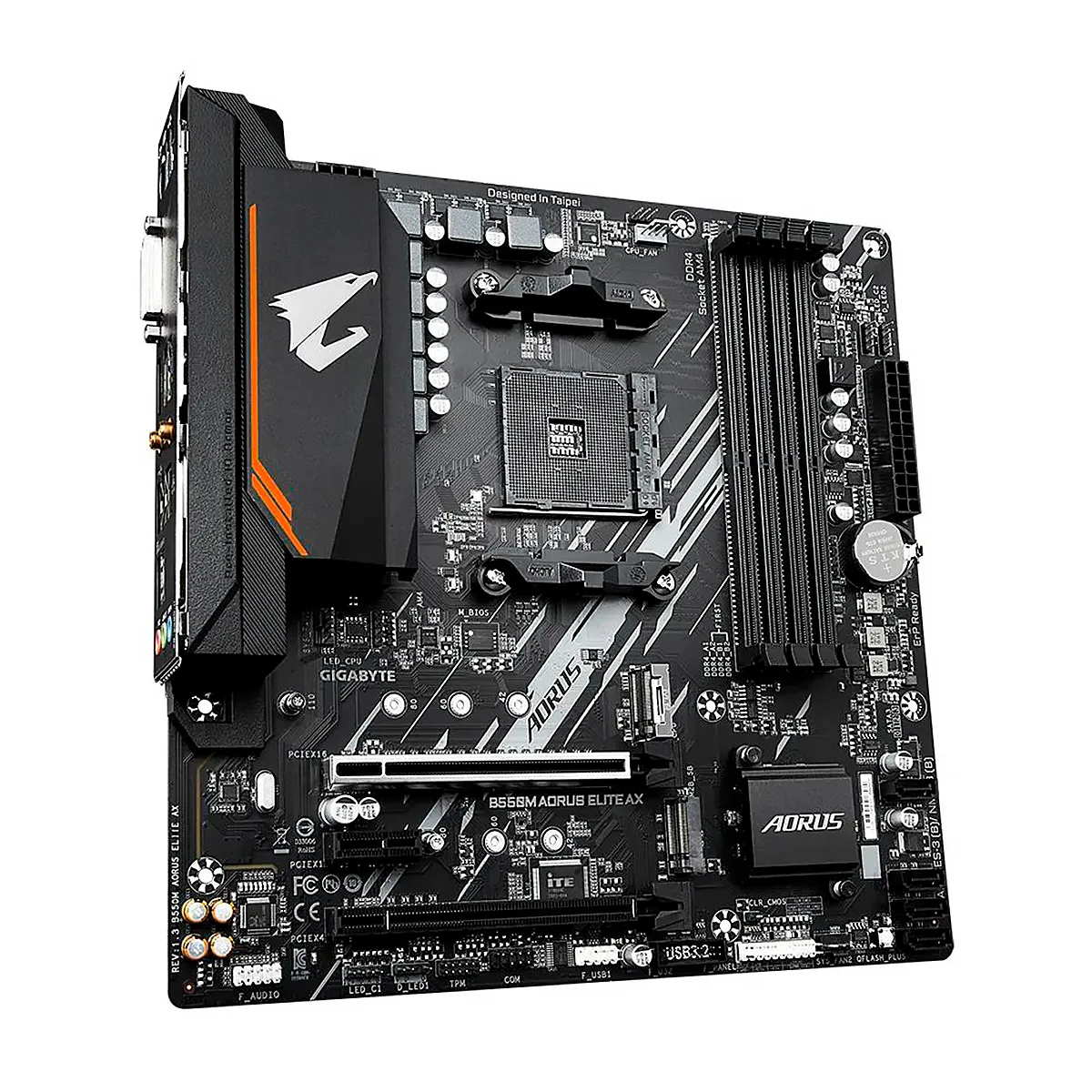 MBO GIGABYTE B550M AORUS ELITE AX AM4 RYZEN 5000 4DDR4 WIFI BT DVI-D HDMI 2M.2 USB3.2 PCIE4.0 MATX - Imagen 3