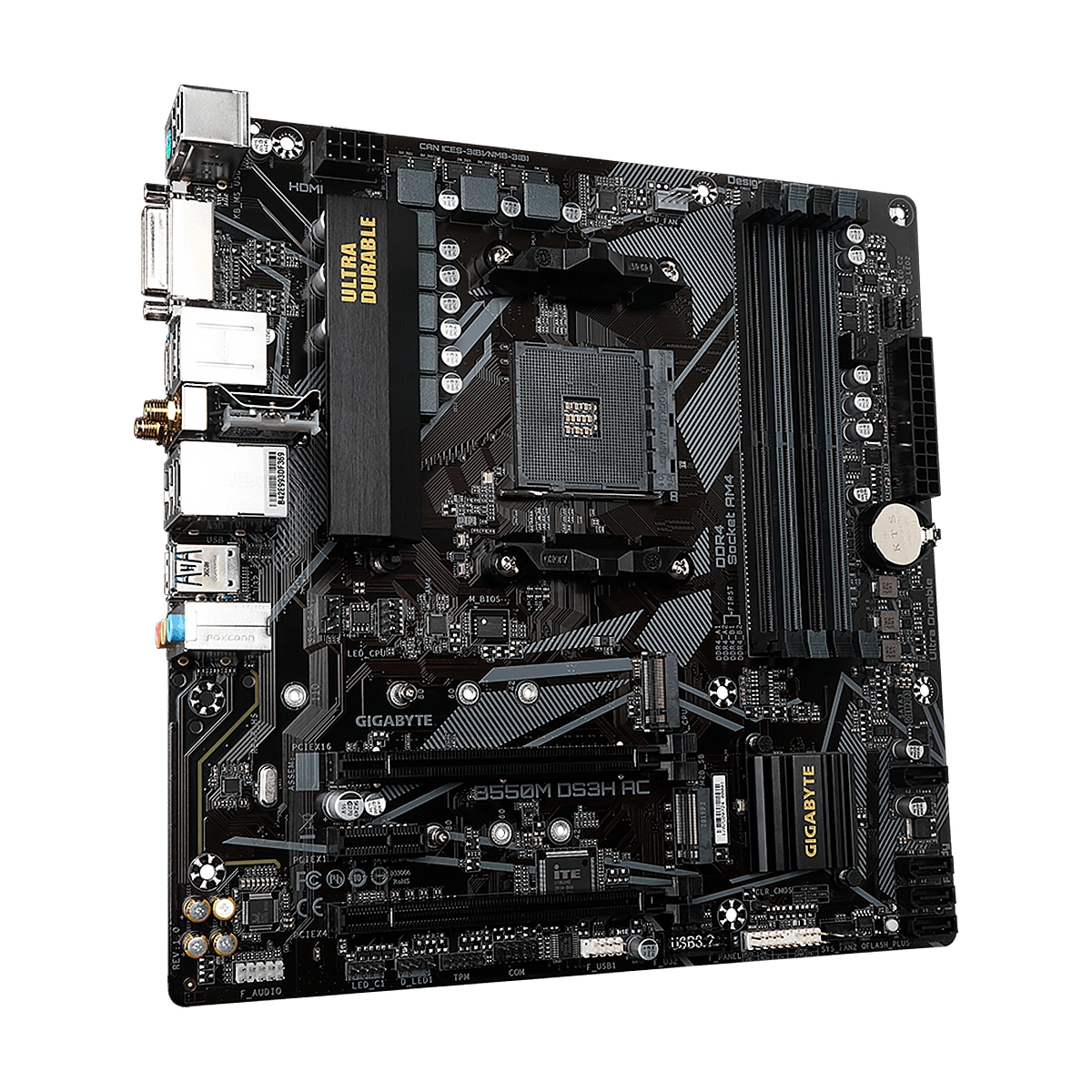MBO GIGABYTE B550M DS3H AC AMD AM4 RYZEN 4-DDR4 WIFI BT HDMI DVI-D M.2 PCIE MATX - Imagen 3