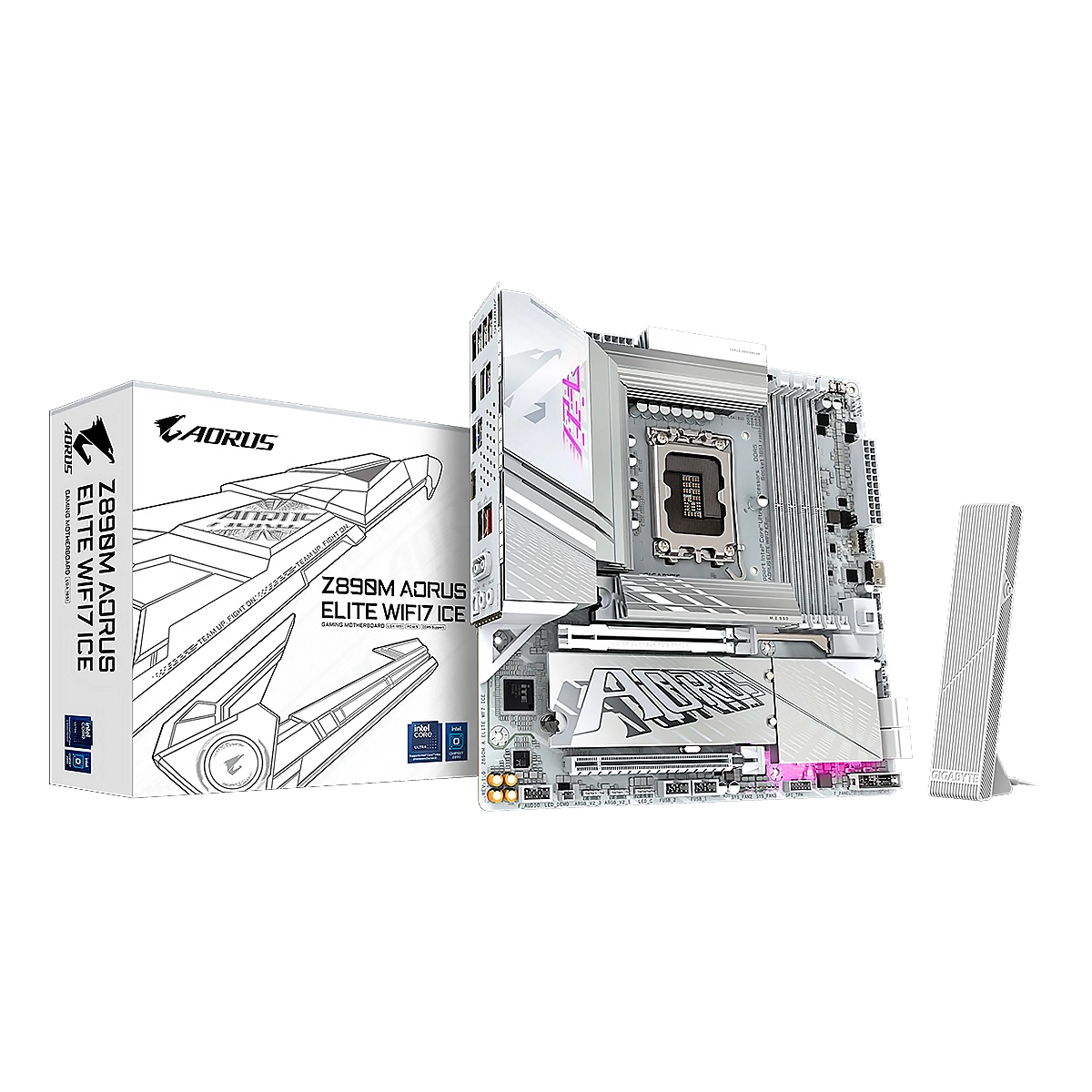MBO GIGABYTE Z890M ELITE WF7 ICE Intel Core Ultra LGA1851 DDR5-6400 HDMI DP USB4 3m.2 PCIe5.0 mATX