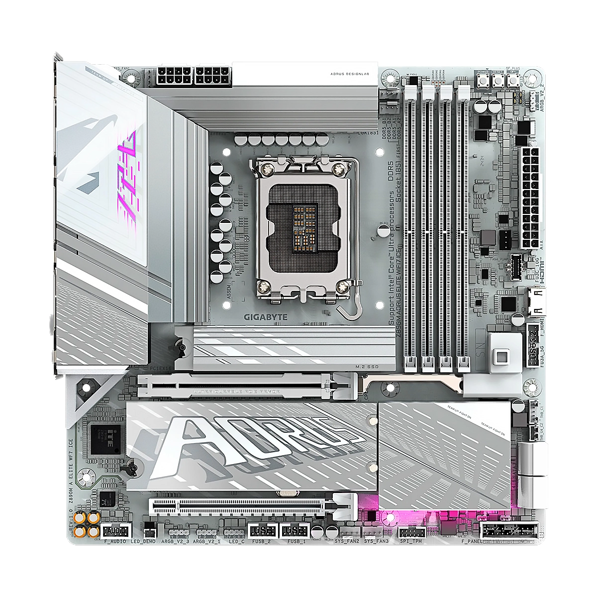 MBO GIGABYTE Z890M ELITE WF7 ICE Intel Core Ultra LGA1851 DDR5-6400 HDMI DP USB4 3m.2 PCIe5.0 mATX - Imagen 2