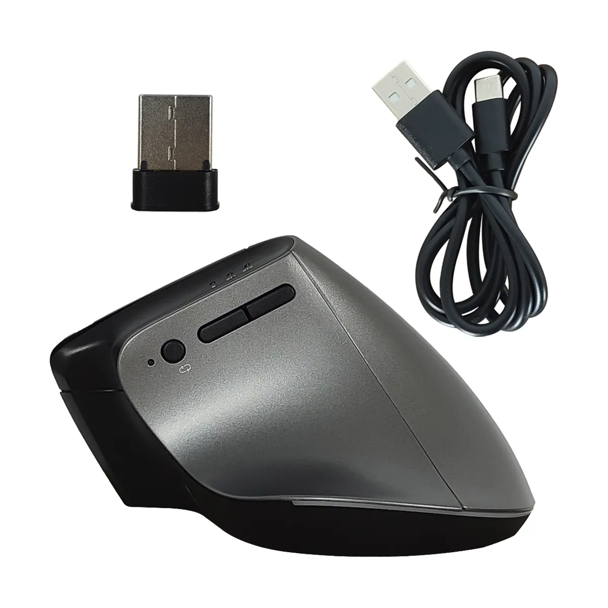 MOUSE QUASAD QME-V10 VERTICAL BACKLIGHT ERGONOMIC WIRELESS 10MTS GRIS - Imagen 2