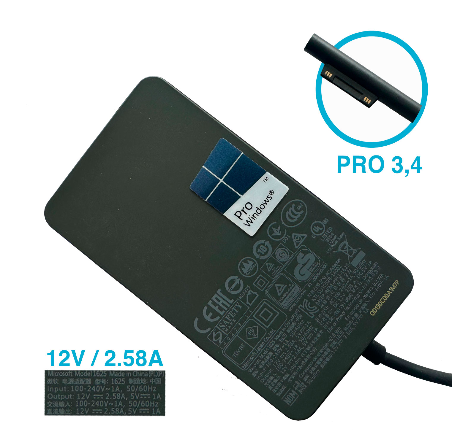 CARGADOR MICROSOFT SURFACE 12V/2.58A 36W