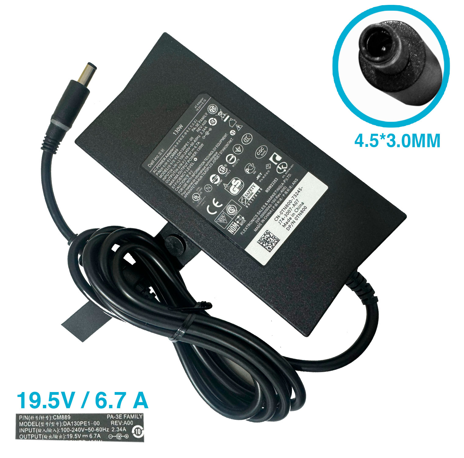 CARGADOR DELL FINO 4.5X3.0MM 19.5V/6.7A 130W