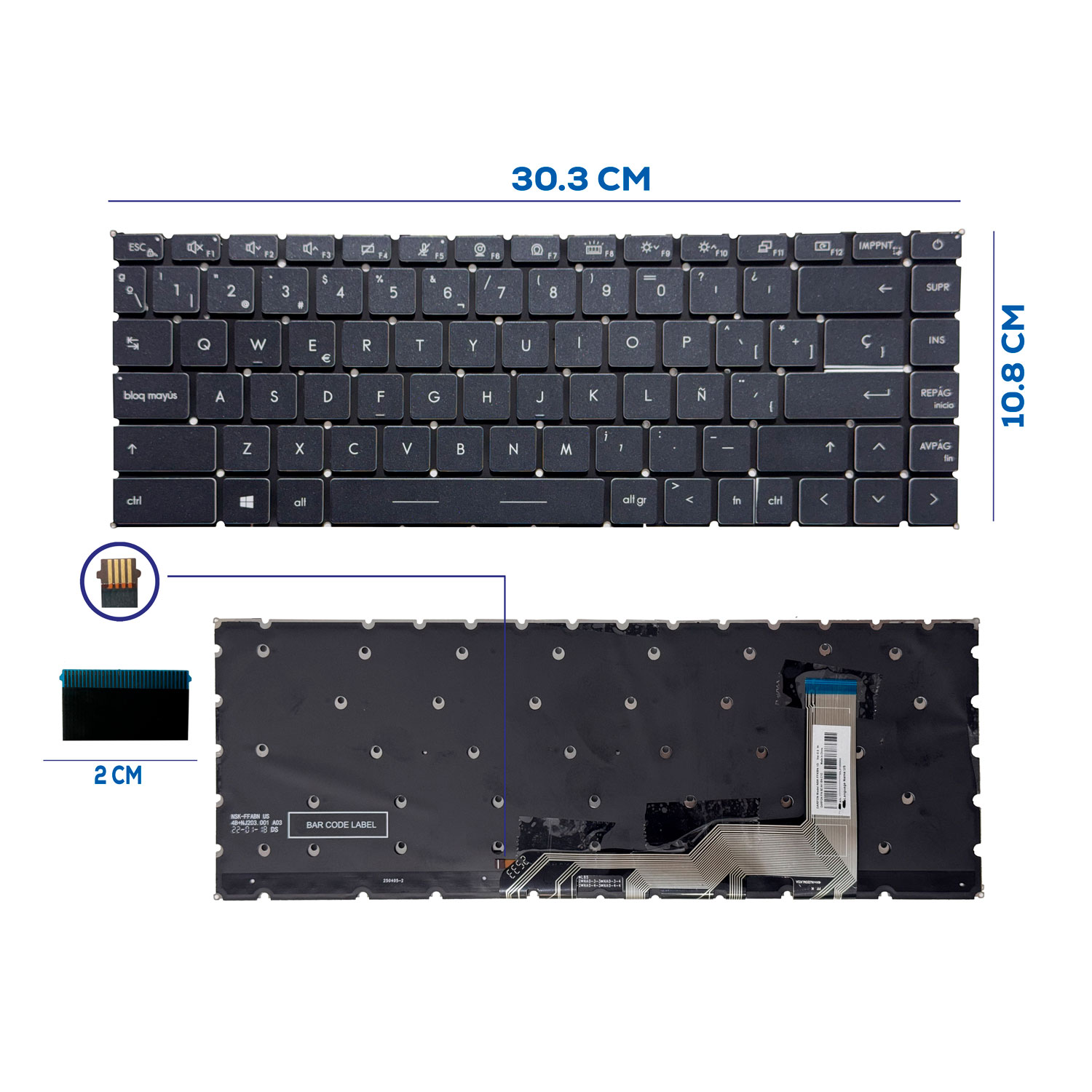 TECLADO MSI GS66 STEALTH 10SD 10SF 11UH 12UH GE66 RAIDER 10SF GP66 MS-1542 BOTON POWER SIN FRAME SP (347)