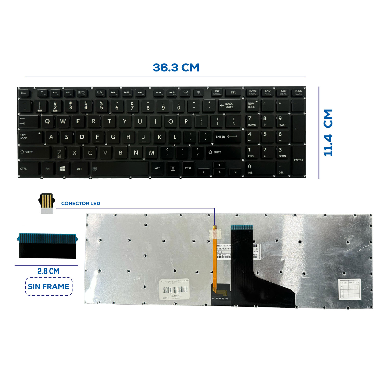 TECLADO TOSHIBA SATÉLITE P55T-A5105SL P55T-A5116 P55T-A5118 US (172)