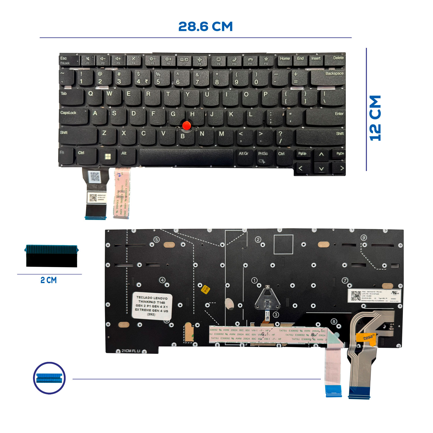 TECLADO LENOVO THINKPAD T14S GEN 2 P1 GEN 4 X1 EXTREME GEN 4 US (292)