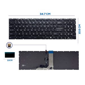 TECLADO MSI GP65 MS-16U5 MS-16U7 CON BACKLIGTH SIN FRAME SP NUMÉRICO (345)